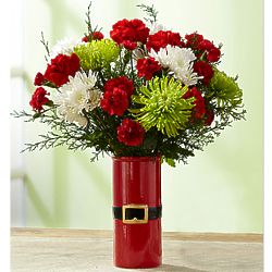 Very Merry Christmas Bouquet with Red Santa Vase
