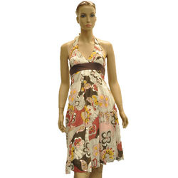 Multicolored Cotton Halter Dress