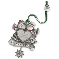 2014 Pewter Finish Snowman Couple Christmas Ornament