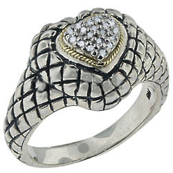 Balissima Silver and Gold Diamond Heart Ring