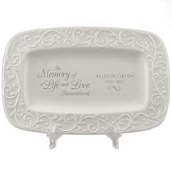 Personalized Life and Love Memorial Carved White Tray