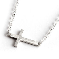 Faith Sideways Cross Sterling Silver Necklace