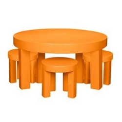 Grace Table and Stools in Orange Pop