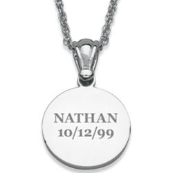 Silvertone Engraved Disc Necklace