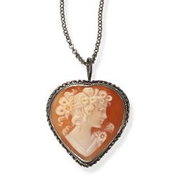 Greek Goddess Cameo Necklace and Heart Shaped Brooch