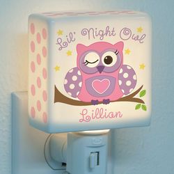 Girls Lil' Night Owl Personalized Night Light