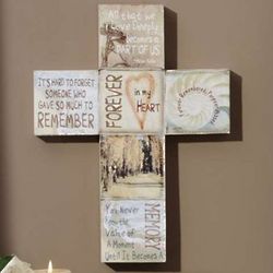 Loving Memory Cross with Memorial Quotes Canvas Print