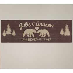Couple's Love Bears Personalized Rustic Wall Sign
