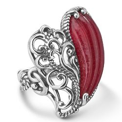 Silver Dyed Red Quartzite Heart Bold Ring