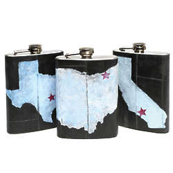 Personalized US State Recycled Bicycle Rubber Covered Flask