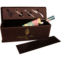 Personalized Black and Gold Wine Bottle Box with Tools