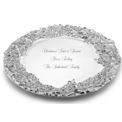 Recycled Aluminum Holly Wreath Platter