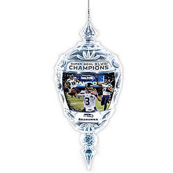 Seattle Seahawks Super Bowl XLVIII Champs Crystal Ornament