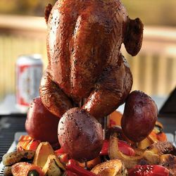 Beer Can Chicken Roaster and Flavor Enhancer with Potato Prongs