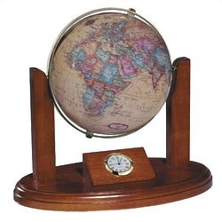 Executive's Antique Desk Globe and Clock