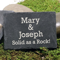 Engraved 'Solid as a Rock' Granite ID Slate with Clothespin