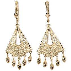14k Gold Filigree Design Chandelier Earrings with Leverbacks - FindGift.com