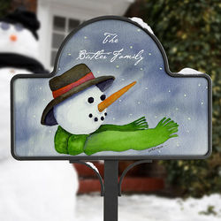 Personalized Watercolor Snowman Yard Sign