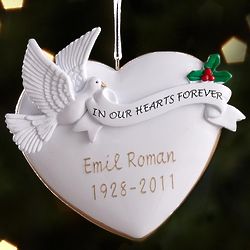 Personalized In Our Hearts Forever Memorial Ornament
