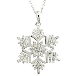 Sparkling Cubic Zirconia Pave Snowflake Necklace
