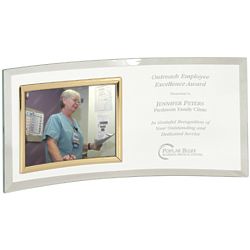 Personalized Glass Crescent with Horizontal Photo Frame Award