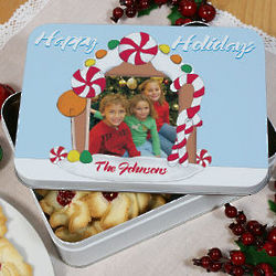 Personalized Gingerbread House Photo Cookie Tin