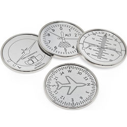 Nickel Plated Airplane Instrument Coasters