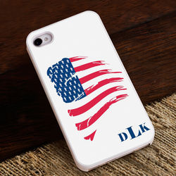 Proud to Be an American Monnogrammed White iPhone 4 or 5 Case
