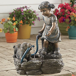 Puppy Play and Little Girl Fountain