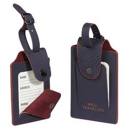 2 Well-Travelled Luggage Tags in Blue Cadet