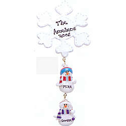 Personalized Snowflake and Snowmen Linking Family Ornament