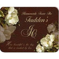 Personalized Red Magnolias Glass Cutting Board