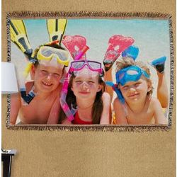 Summer Vacation Photo Tapestry Throw Blanket