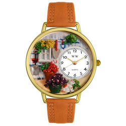 Gardening Watch with Tan Leather Band