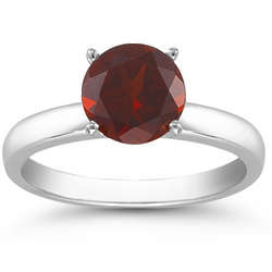Garnet Solitaire Sterling Silver Ring