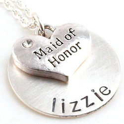 Maid of Honor Personalized Hand Stamped Necklace or Keychain