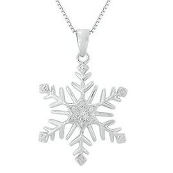 Diamond Snowflake Necklace in Sterling Silver