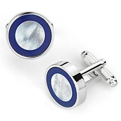 Mother of Pearl and Lapis Rim Cufflinks in Stainless Steel