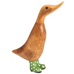 Handcarved Duckling with Spotted Green Wellies