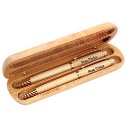 Personalized Maple Wood Double Pen and Box