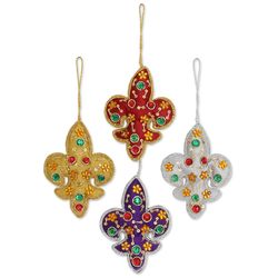 4 Colorful Fleur de Lis Ornaments