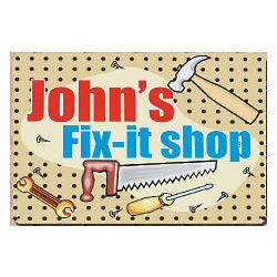 Personalized My Fix It Shop Metal Wall Sign