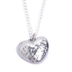 Hammered Tin Heart Necklace