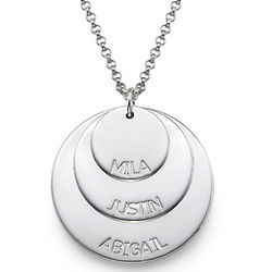 Silver Mom Necklace with Children's Names