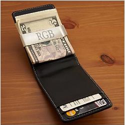 Personalized Leather Wallet with Stainless Steel Money Clip
