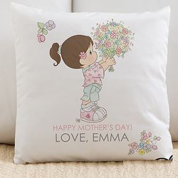 Personalized Precious Moments Flower Bouquet Throw Pillow for Mom