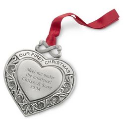 Pewter First Christmas Heart Ornament