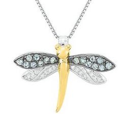 Blue Topaz and Lab-Created White Sapphire Dragonfly Necklace