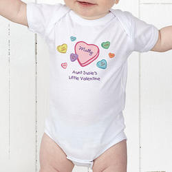 Personalized Valentine's Day Candy Hearts Baby Bodysuit