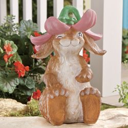 Bunny with Flower Hat Garden Statue